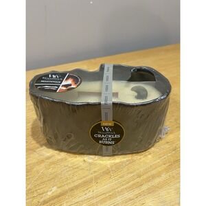 WoodWick Hearthwick Fireside Candle Ceramic Crackle Hand Crafted Vessel